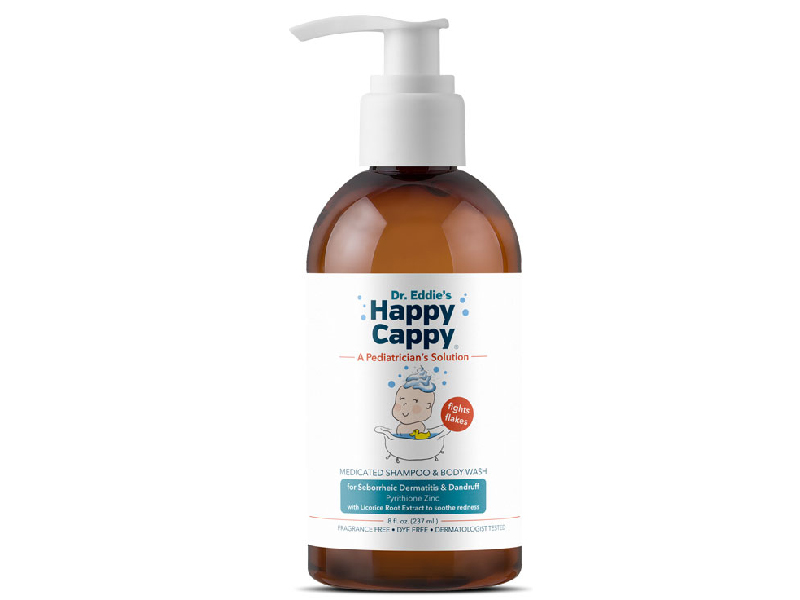 Dr. Eddie’s Happy Cappy Medicated là một loại dầu gội viêm da tiết bã dịu nhẹ, có thể dùng được cho trẻ nhỏ và trẻ sơ sinh