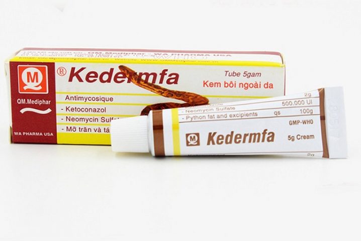 Thuốc trị hắc lào Kedermfa được bào chế với thành phần chính là mỡ trăn