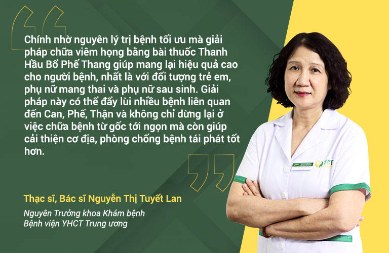 Bác sĩ Tuyết Lan nhận xét bài thuốc Thanh Hầu Bổ Phế Thang