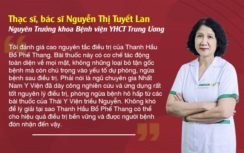 Bác sĩ Nguyễn Thị Tuyết Lan chia sẻ về bài thuốc Thanh hầu bổ phế thang