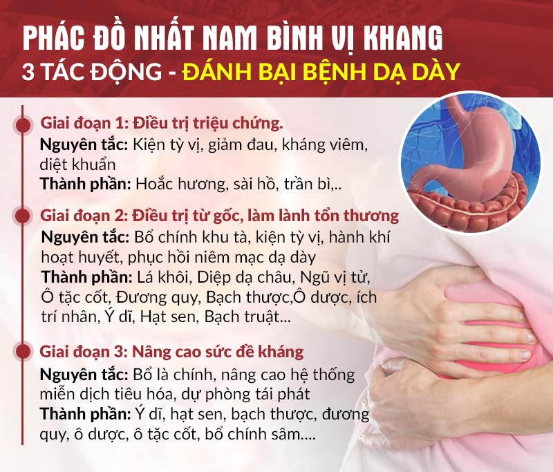 Phác đồ Nhất Nam Bình Vị Khang điều trị bệnh dạ dày theo 3 tác động chuyên sâu